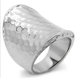 Contemporary Hammered Ring Stainless Steel Thumb